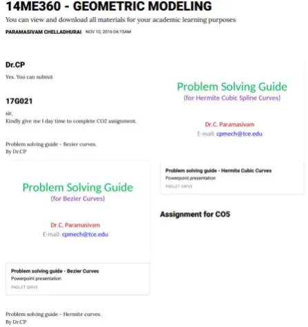 Fig 5: Sample padlet screen of student interaction  