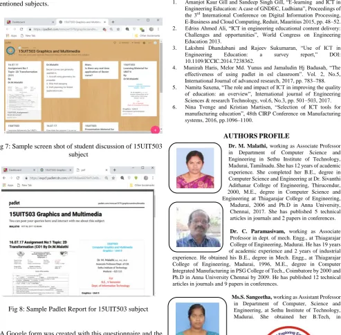 Fig 8: Sample Padlet Report for 15UIT503 subject  
