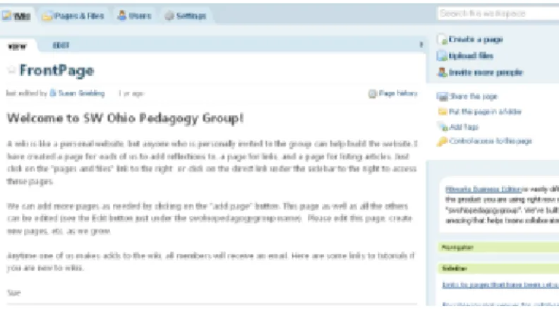 Figure 1. Wiki used for collaboration 