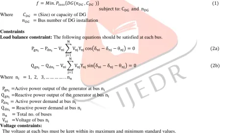 Table 1 shows the DG optimal size, location and corresponding real power loss for different cases viz