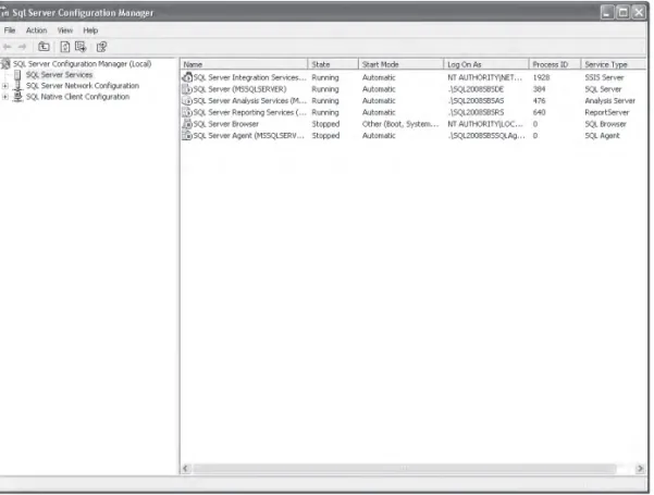 FIGURE 1-1  List of services within SQL Server Configuration Manager