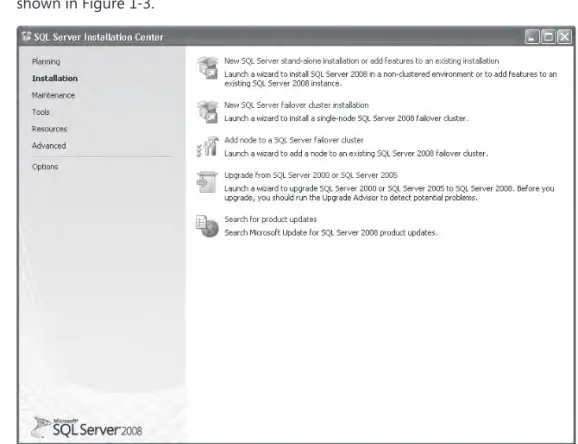 FIGURE 1-3  Main SQL Server installation screen