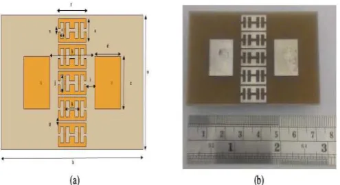 Fig. 2 Microstrip antennas separated by the Mushroom-like EBG Structure for a low mutual coupling