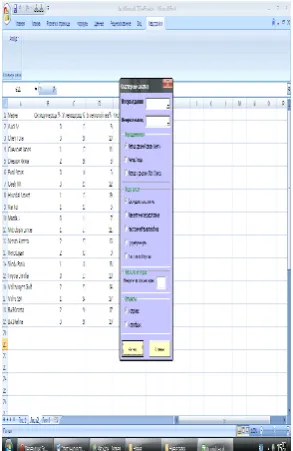 Figure 6:  Cluster analysis dialog window 