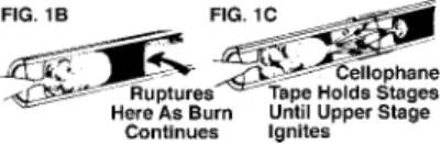Figure 2 shows the engine installation in a typical two-stage model.  Always tape the engines together before inserting them into the rocket