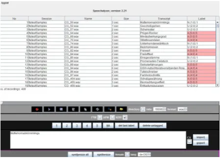 Figure 3: The Speechalyzer user interface used for the an-notation task