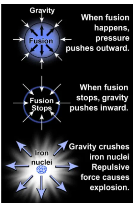Figure 32.10:  How a supernova  happens.