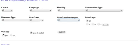 Figure 3: The repository’s search form.