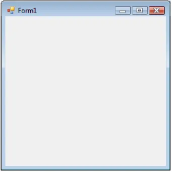 Figure 2 – Windows Form application program running  3.Go back to the IDE, and look at the new toolbar