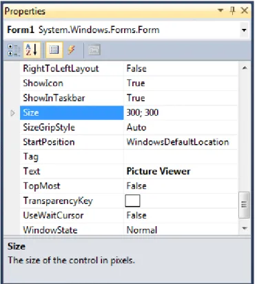 Figure 4 – Properties window 