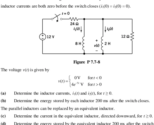 Figure  P 7.7-8  The voltage v(t) is given by 