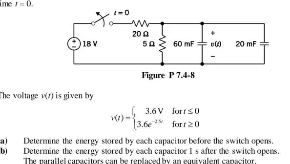 Figure  P 7.4-8  The voltage v(t) is given by 
