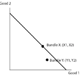 Figure 1: Bundle X revealed preferred to Bundle Y