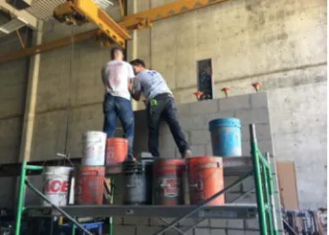 Figure 13: Wall Construction   Figure 14: Buckets were used 