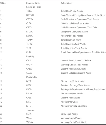 Table 3 Profile of Financial Ratios