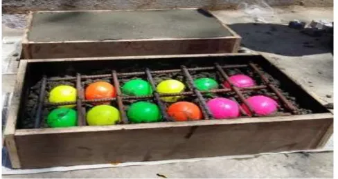 Figure 5: 75 mm diameter ball arranged at 20 mm spacing in a slab of size 600mm*300mm*100mm 