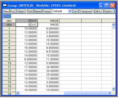 Figure 4: Entering data into an empty group