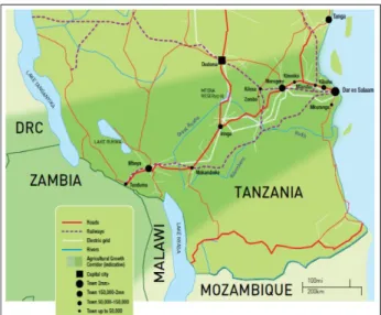 Fig. 1. Map of Tanzania showing coverage of the Southern  Agricultural Growth Corridor