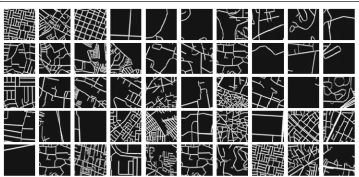 Fig. 3 Example images of the street network in randomly selected cities, shown as a square window of 3 ×3km centered on the city centre