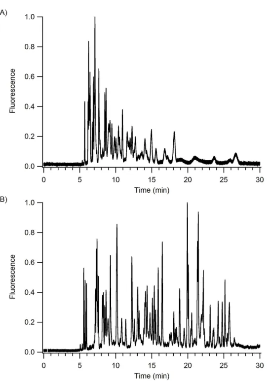 Figure 2-10.  Isocratic and gradient elution CEC separation of a BSA trypic digest.   