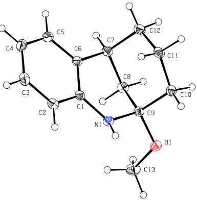 Figure S4: Structure of compound 43 (CCDC 1832170). Anisotropic displacement ellipsoids show 30% probability levels