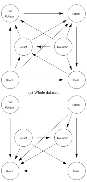Figure 6.4: Bayesian networks for the Scene data.