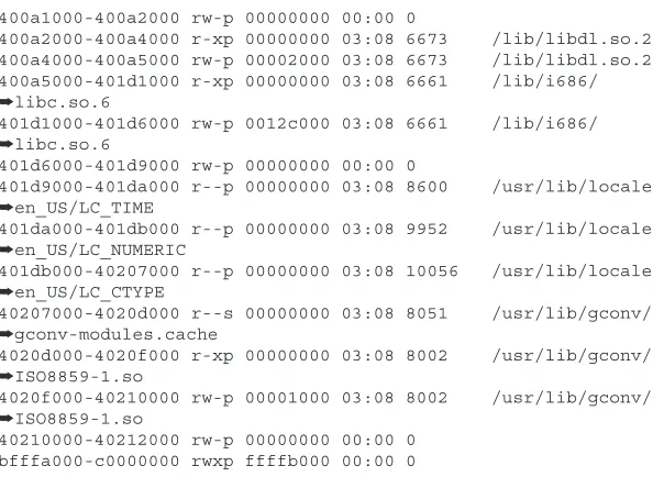 Fig. 3.1 A /proc/<pid>/ maps file.