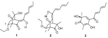 Figure 1. The two possible structures,zishanone C (sorbivinetone) and its likely biogenetic precursor sorbicillinol( 1 and 2, originally proposed for re-3).