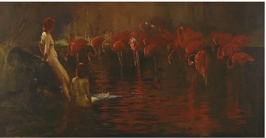 Figure 1. Sydney Long, Flamingoes, (1902).
