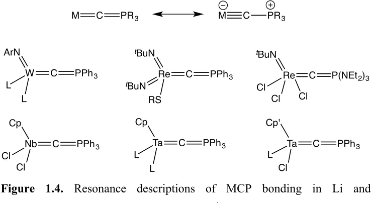 Figure 1.4). As with Schmidbaur's approach, the syntheses of these complexes proceeds 
