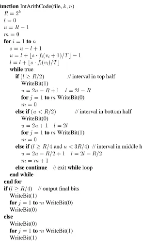 Figure 4: Integer Arithmetic Coding.
