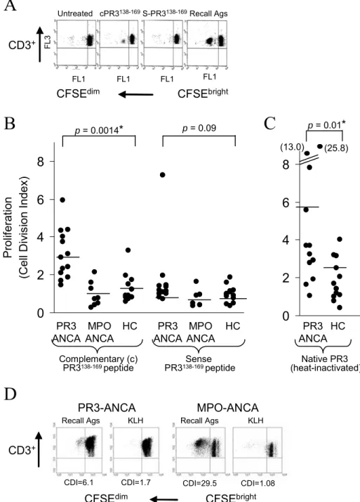 Figure 2.1. PR3-ANCA Patients T cells Respond to cPR3 (138-169)