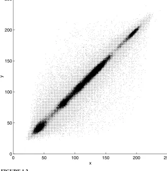 FIGURE 1.2Scatter plot of adjacent pixel value pairs.