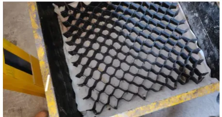 Fig. 5. Expanded Rubber cell installed on the Geotextile  over subgrade  