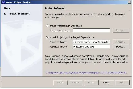 Figure A-4Import Eclipse Project wizard, Workspace Location panel