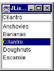 Figure 31.2 – A JList with the selected item displayed in the JTextField. 