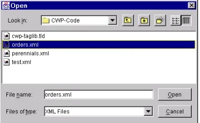 Figure 23–4 Interactively selecting the orders.xml file. 