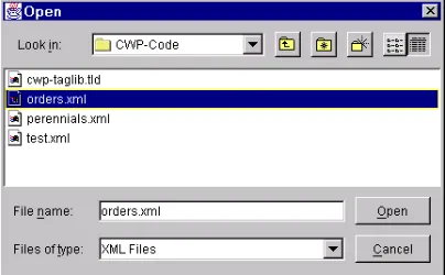 Figure 23–5 Interactively selecting the orders.xml file. 