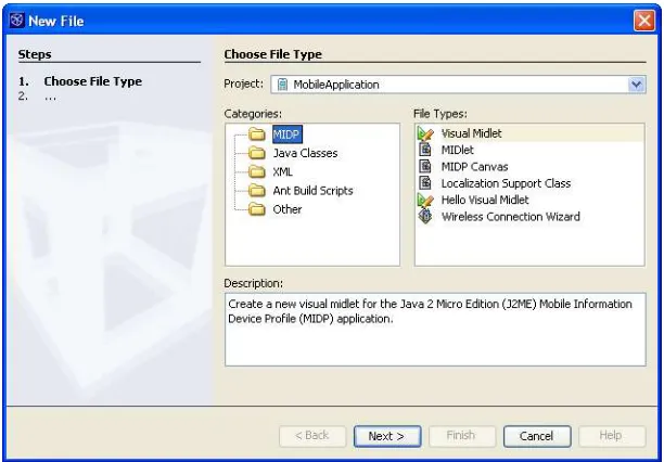 Figure 11-2New File Wizard, MIDP templates