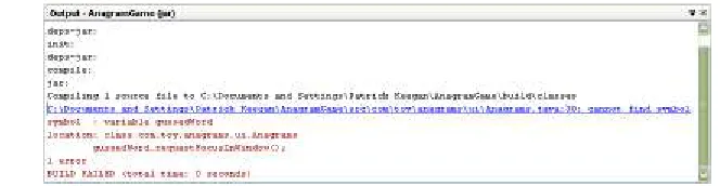 Figure 2-9Output Window with compiler error showing.