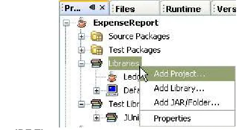 Figure 2-4Projects window. Making one project depend on another.