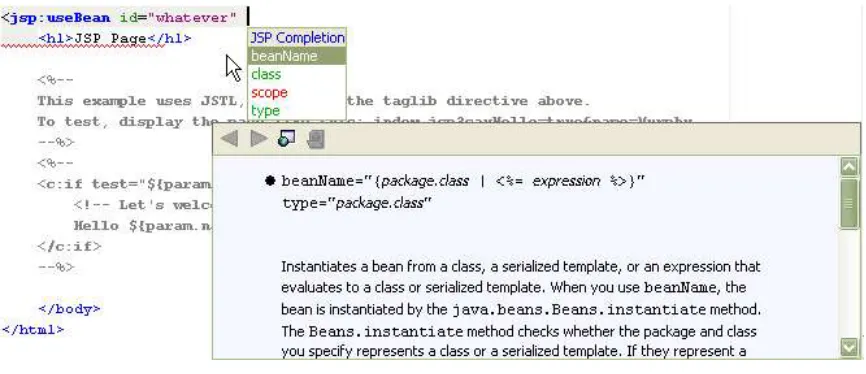 Figure 6-4The code completion feature in a JSP File