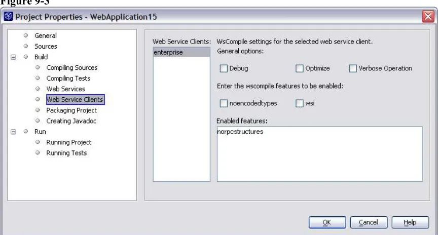 Figure 9-3Project Properties dialog box with Web Service Clients pane displayed