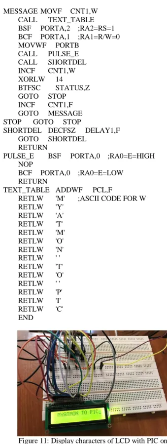 Figure 10: Interfacing the LED (7-segment) matrix display  with PIC 