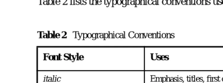 Table 2 Typographical Conventions