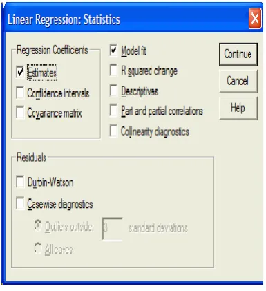 Fig.  5:  linear regression statistics dialog box 