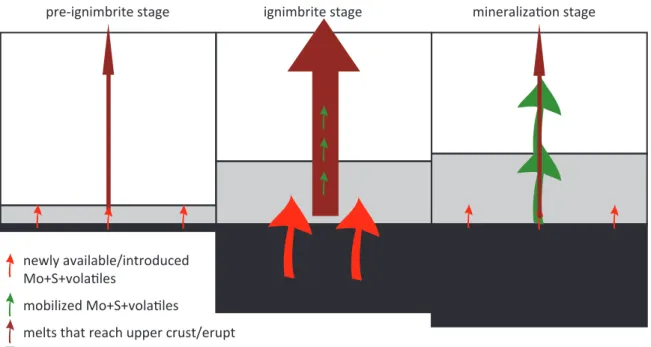 Figure 8. Schematic model showing the relationship between ignimbrite eruption and subsequent 