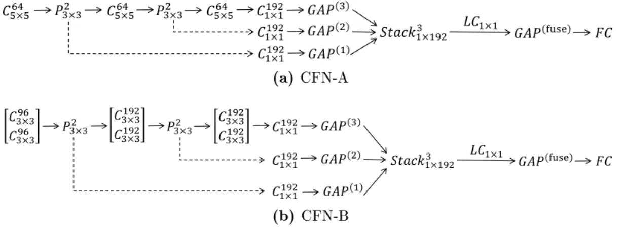 Figure 2.6: Illustration of the proposed CFN models built for the CIFAR dataset.