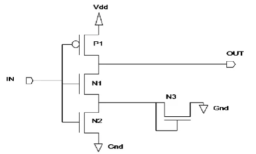 Fig -1: Circuit diagram of the 4T Schmitt trigger. 