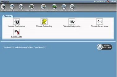 Figure 2.2  Modules in the Webmin category.